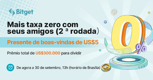 Ganhe até 10% de bônus ao comprar criptomoedas com taxa 0 na Bitget