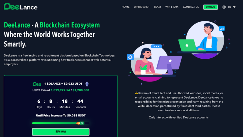 A pré-venda da plataforma de freelance Web3 DeeLance arrecada US$ 1 milhão 