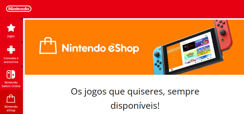 loja de jogos de videogame: nintendo eShop