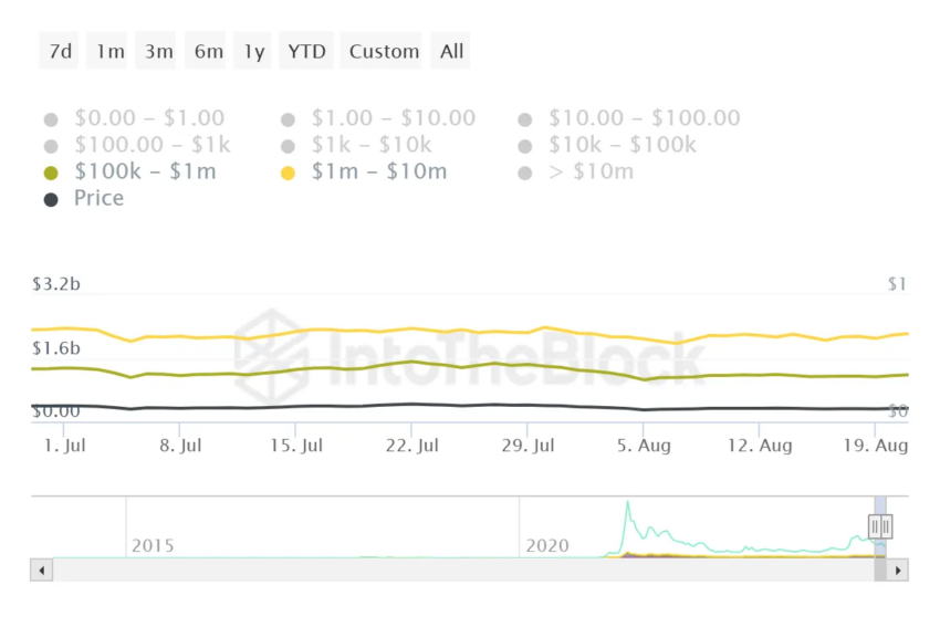 Baleias Dogecoin (DOGE). Fonte: IntoTheBlock