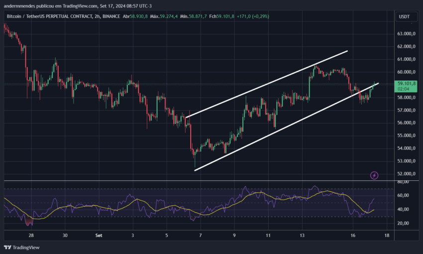 Gráfico do Bitcoin (BTC) no TradingView