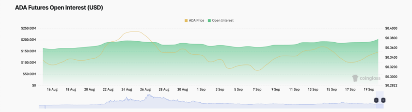 Interesse aberto da Cardano (ADA). Fonte: Coinglass