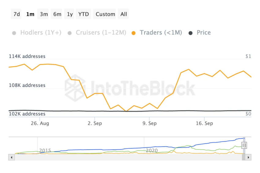 Endereços Dogecoin (DOGE). Fonte: IntoTheBlock