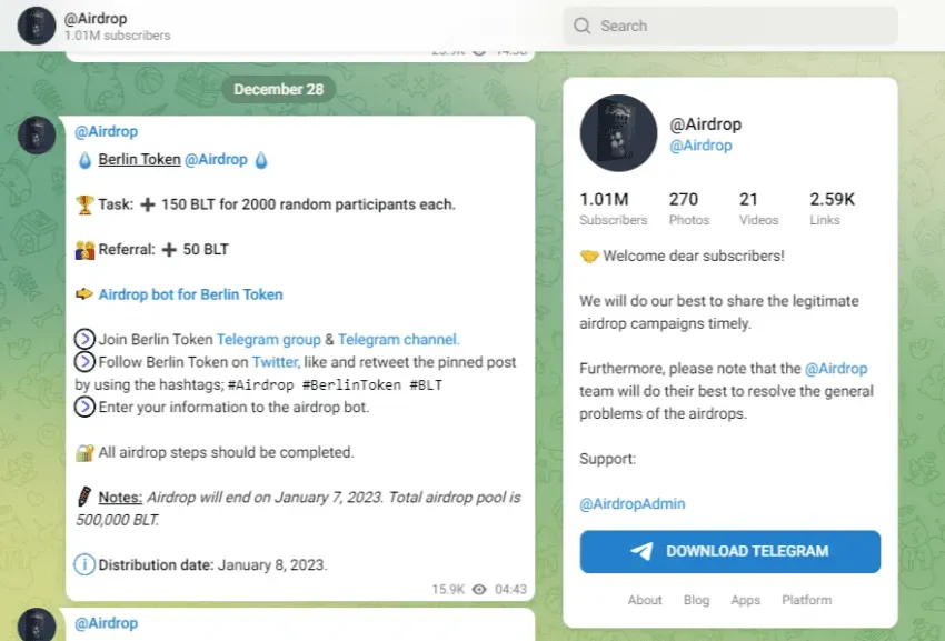 Grupo Telegram Airdrop