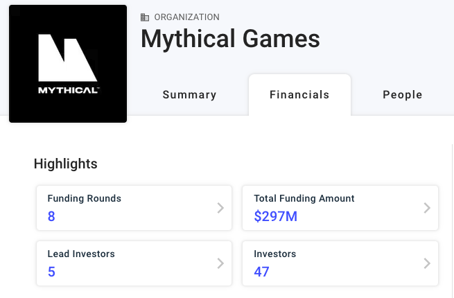 Finanças da Mythical Games