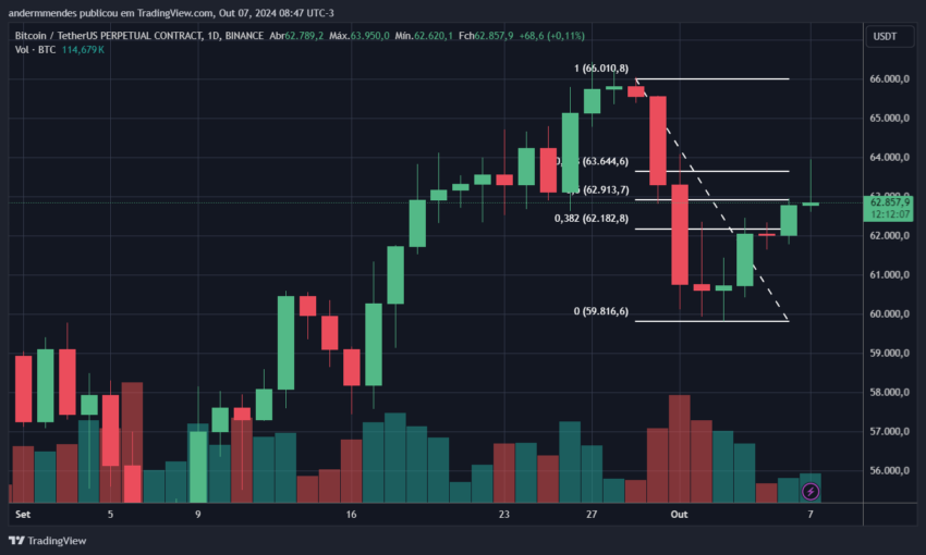 Gráfico do Bitcoin (BTC) no TradingView