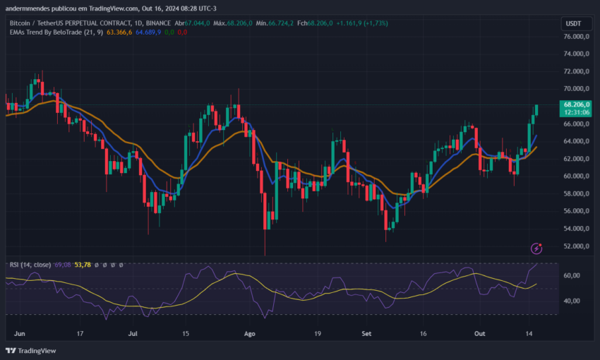 Gráfico do Bitcoin (BTC) no TradingView