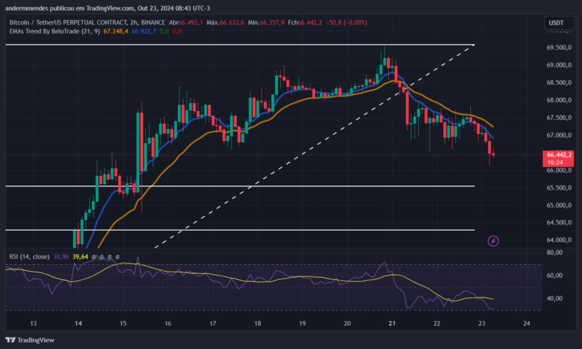 Gráfico do Bitcoin (BTC) no TradingView