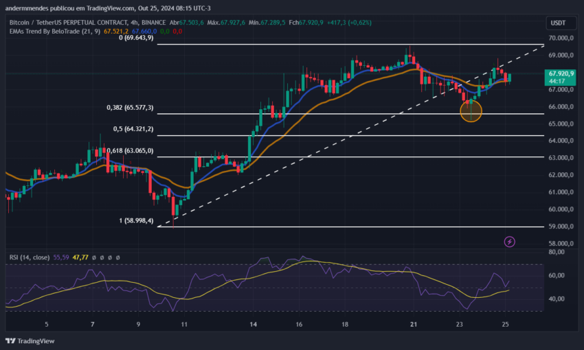 Gráfico do Bitcoin (BTC) no TradingView