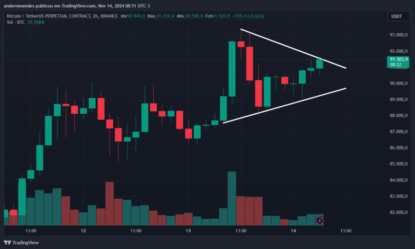 Gráfico do Bitcoin (BTC) no TradingView