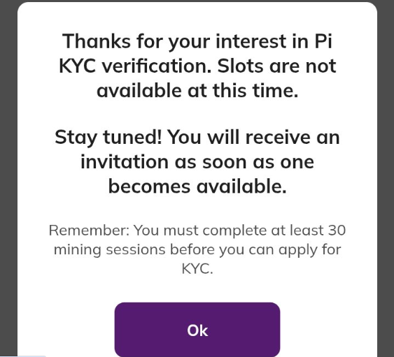Captura de tela do Pioneiro sobre problemas de KYC com a Pi Network