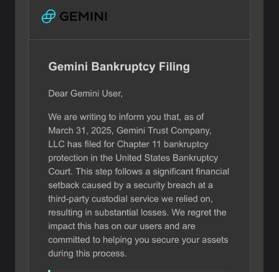 E-mail de phishing direcionado a usuários da Gemini