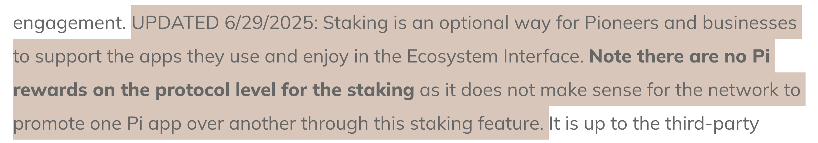 Esclarecimento sobre o Staking da Pi Network